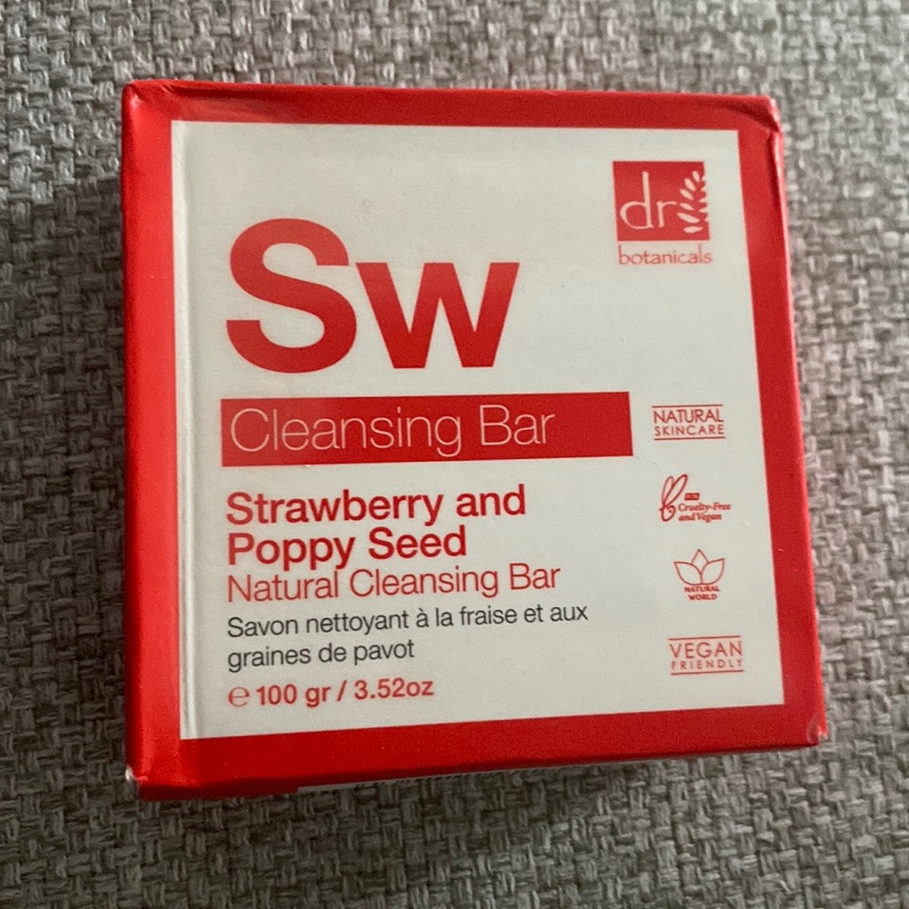 Dr botanicals strawberry and poppy seed cleansing bar. Brand new